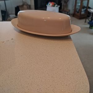 Vintage Fostoria Butter Dish Melamine Taupe Retro MCM